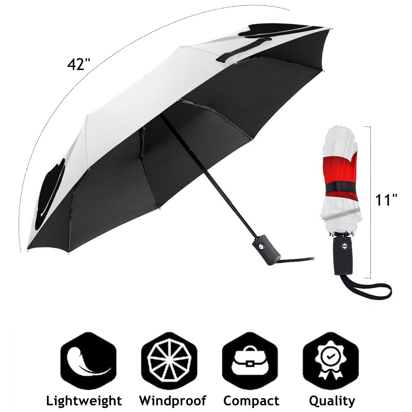 Parapluie compact imprimé cœur