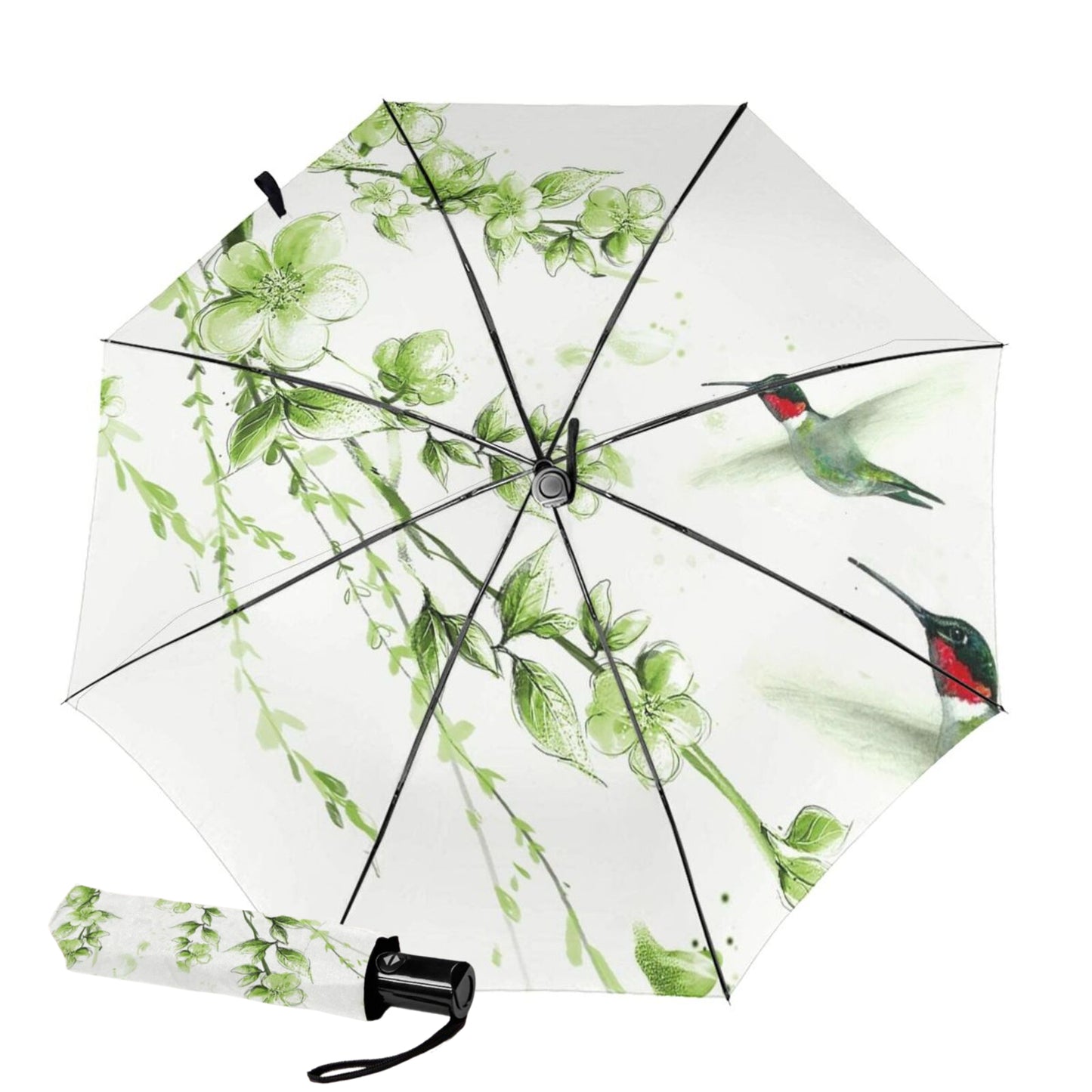 Faltbarer Reiseschirm mit Kolibri-Aufdruck innen