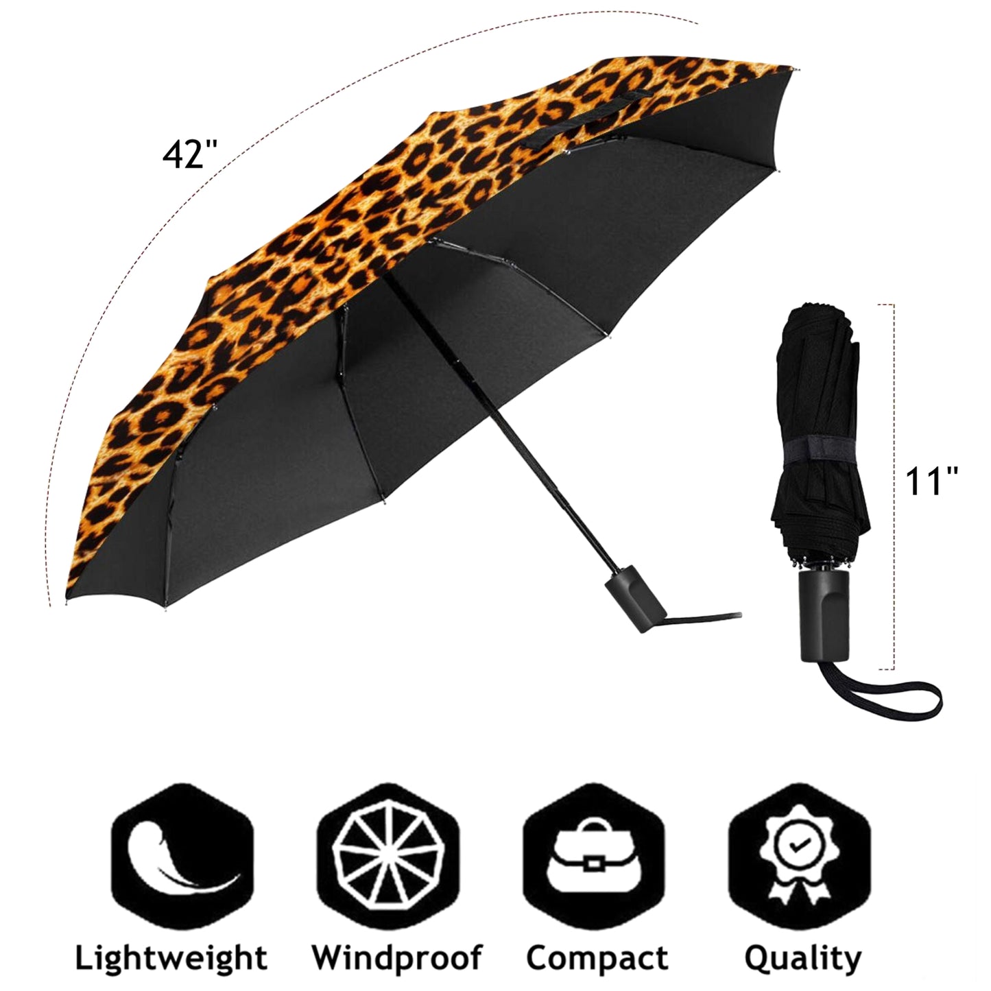 Manueller Taschenschirm mit Leopardenmuster