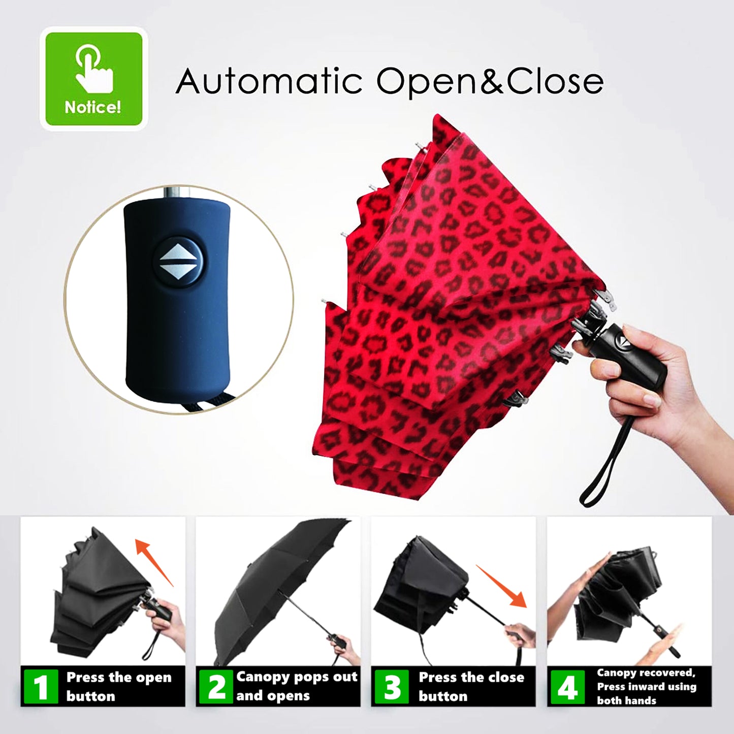 Parapluie pliable à imprimé léopard