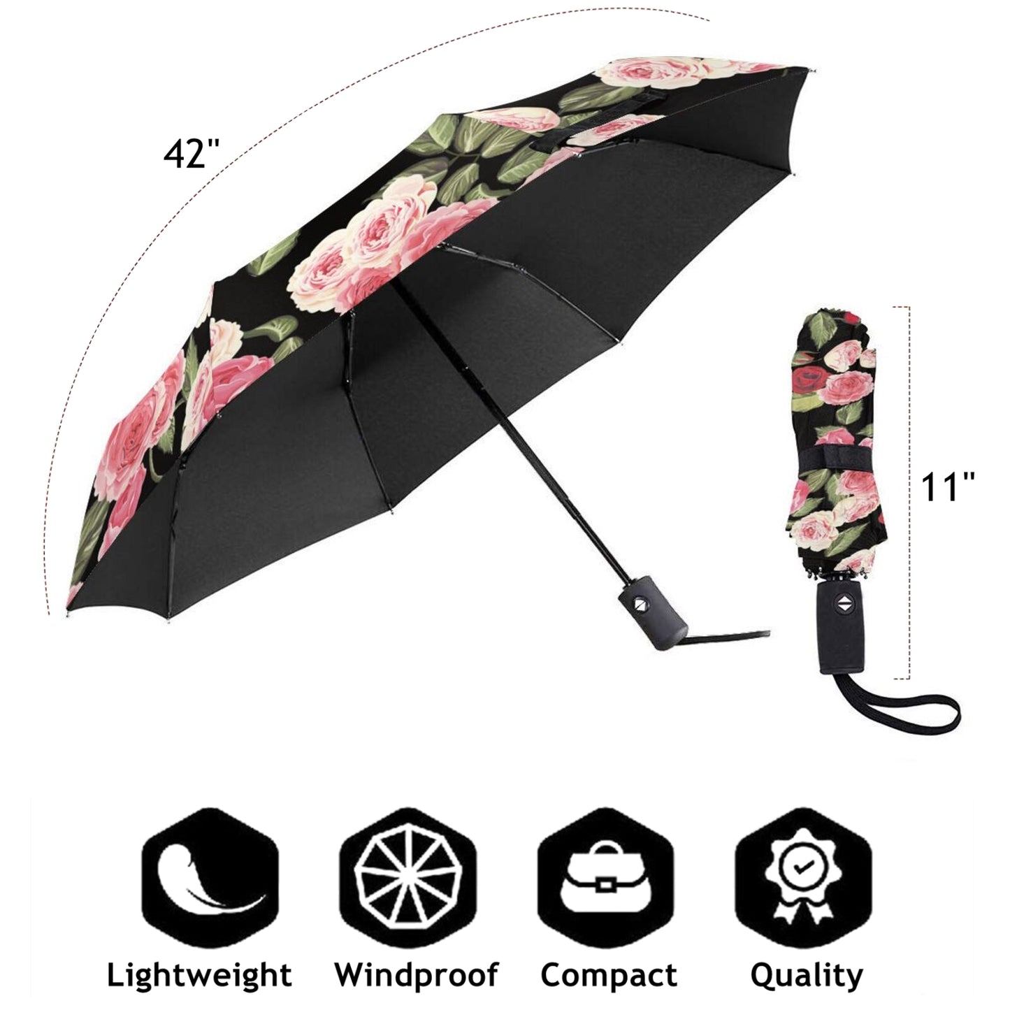 Parapluie de voyage pliable à imprimé floral