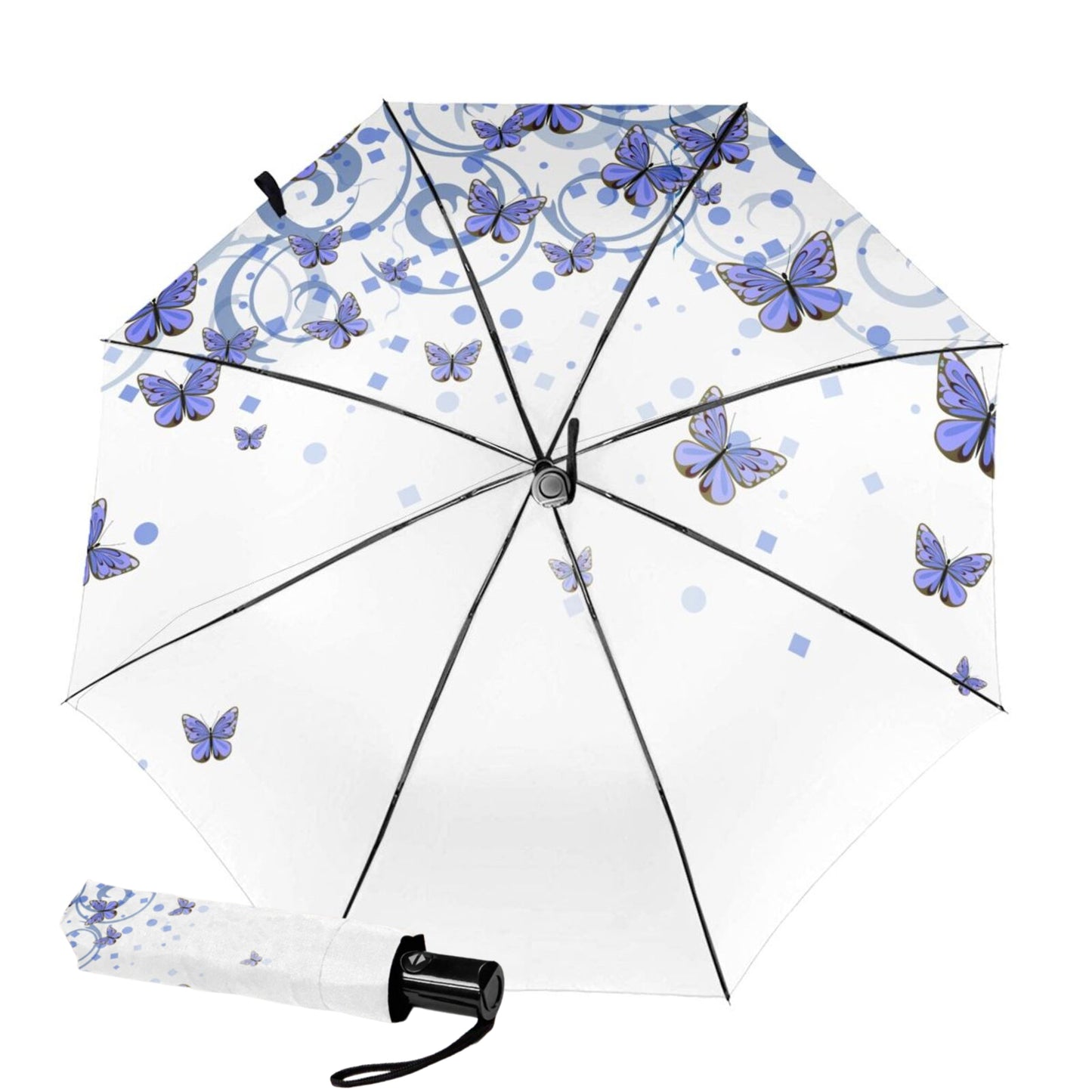 Sun Protection Automatic Small Mini Umbrella With Little Butterfly Design Inside
