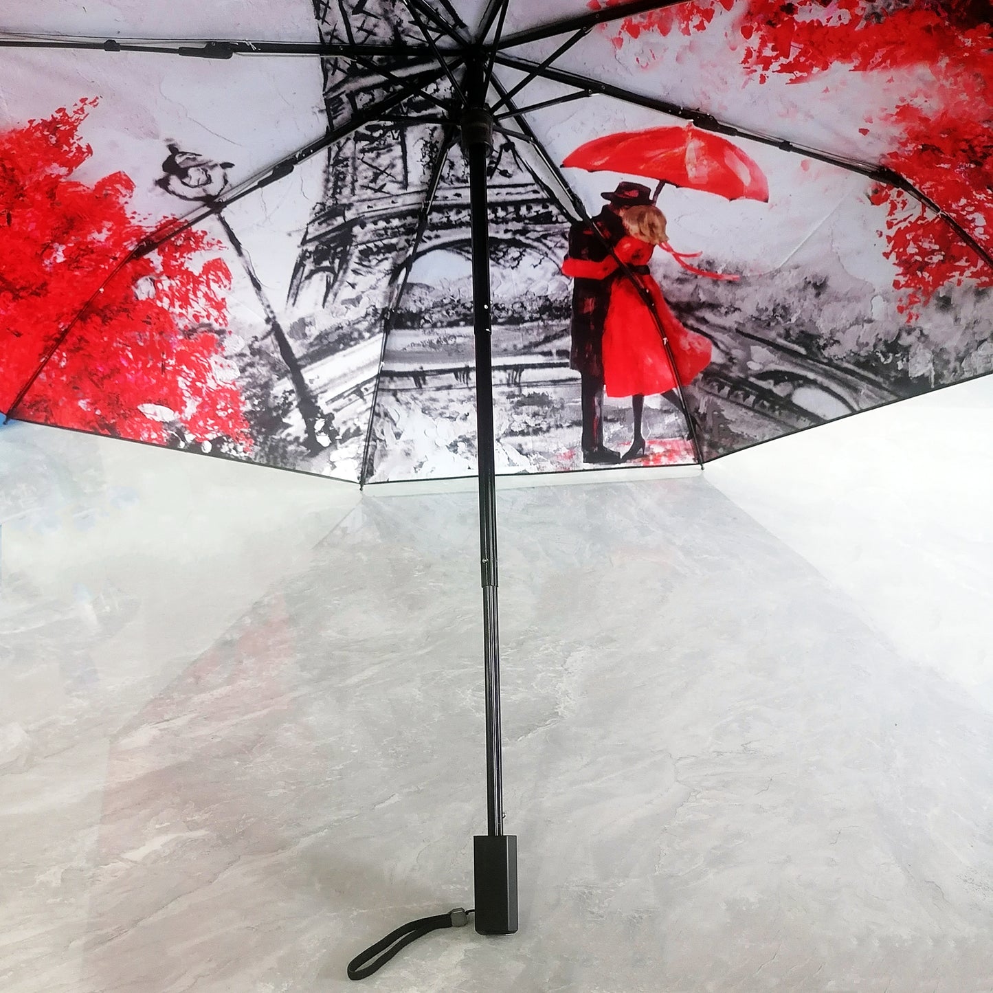 Kompakter Regenschirm mit Eiffelturm-Print