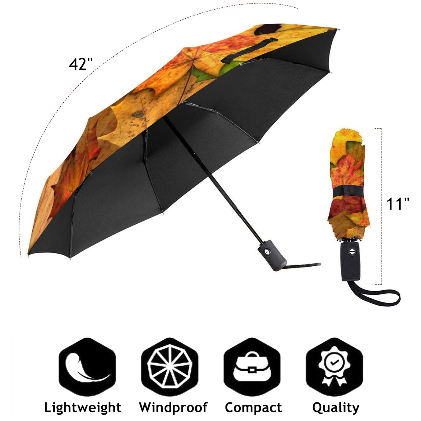 Parapluie de voyage pliable à feuilles d'érable