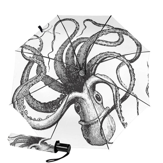 Kompakter Regenschirm mit Oktopus-Design im Inneren
