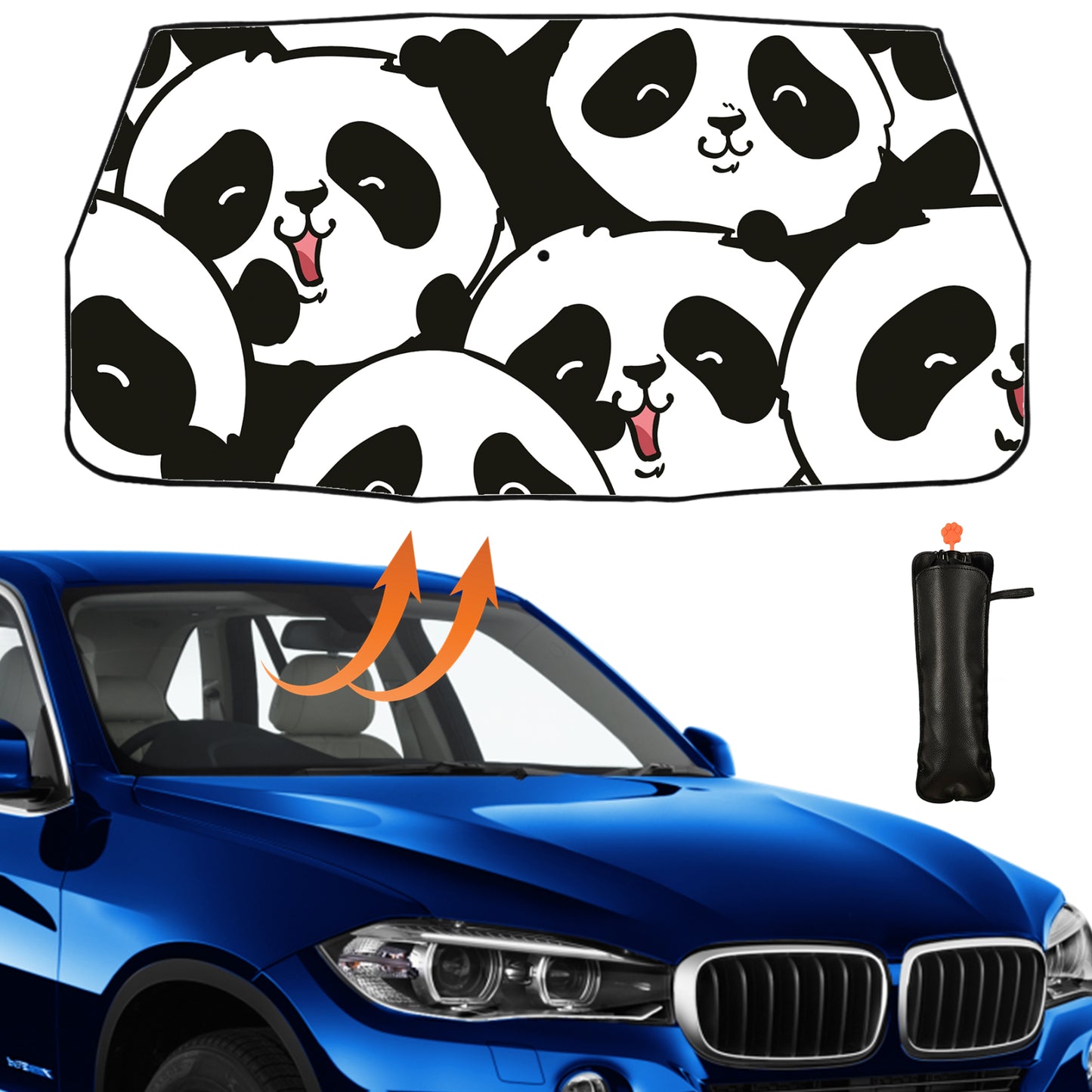 Niedlicher Panda-Sonnenschutz für die Windschutzscheibe des Autos