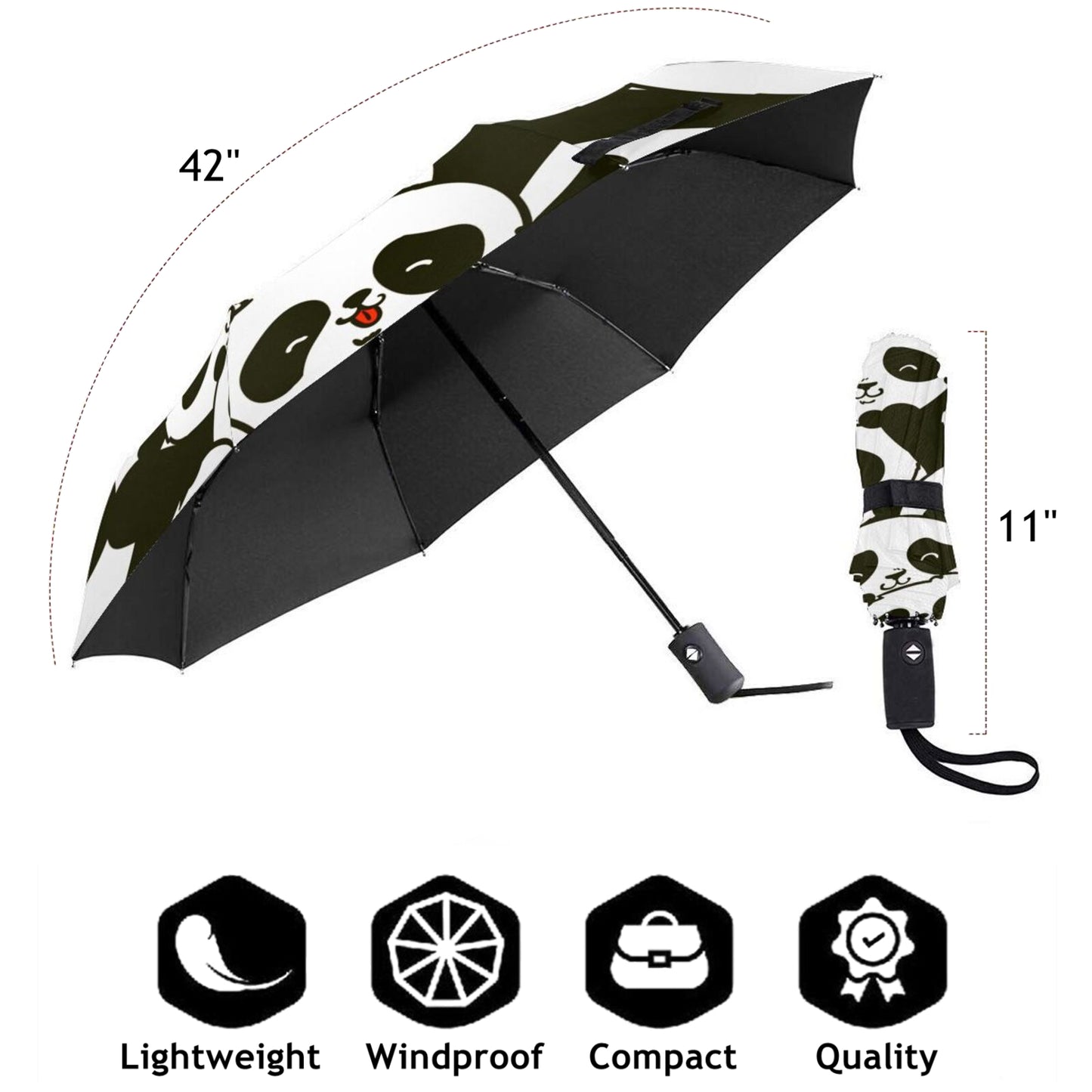 Parapluie de voyage compact panda mignon