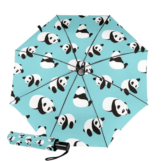 Kleiner kompakter Regenschirm mit Panda-Design innen