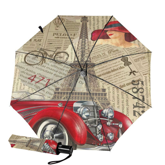 Kleiner Reiseschirm mit Paris-Design auf der Innenseite