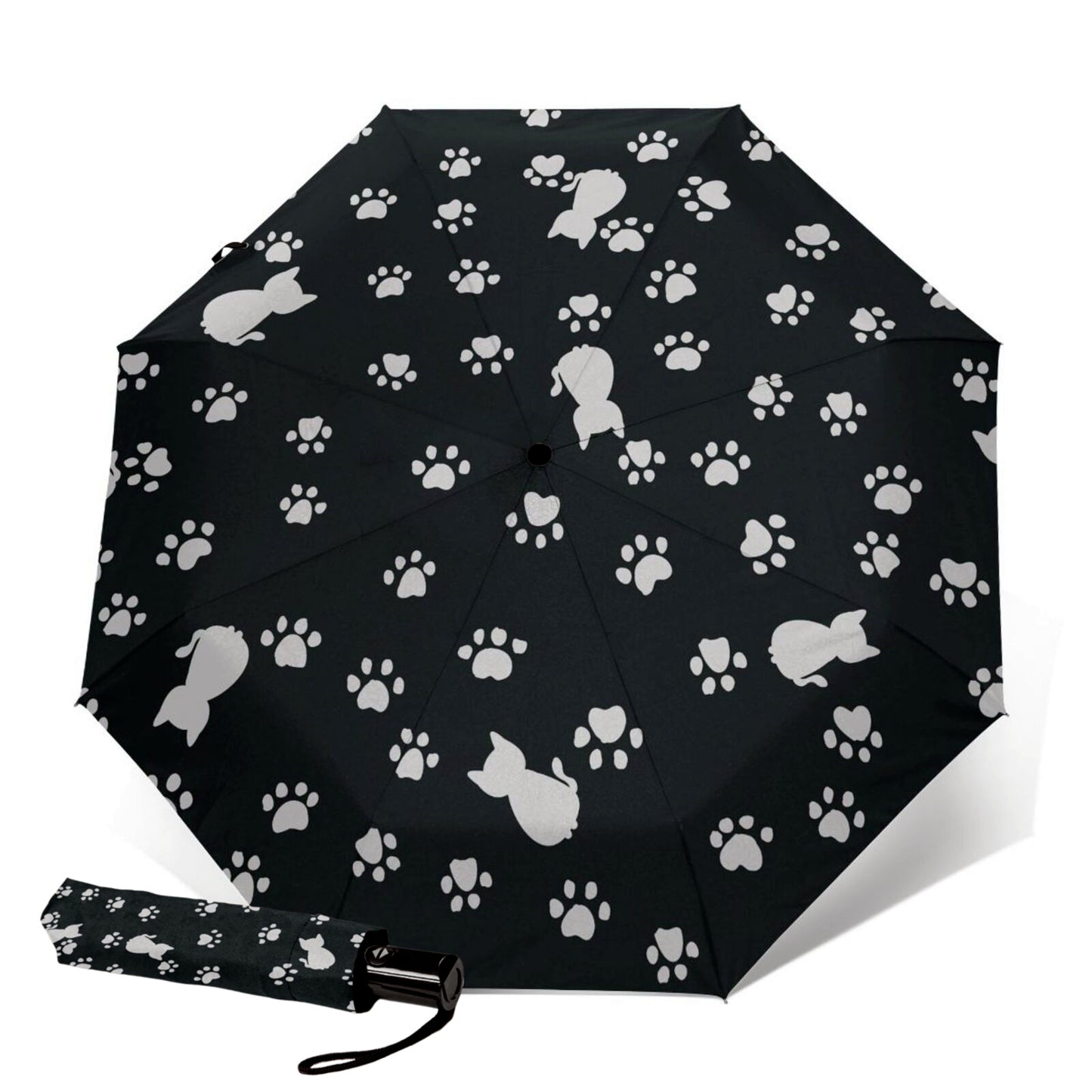 Parapluie de voyage pliable à motif de pattes