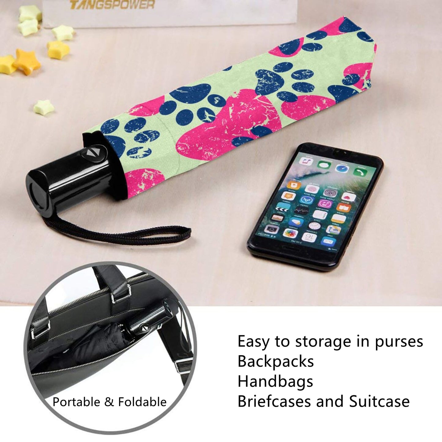 Automatischer Faltschirm mit Pfoten-Design im Inneren