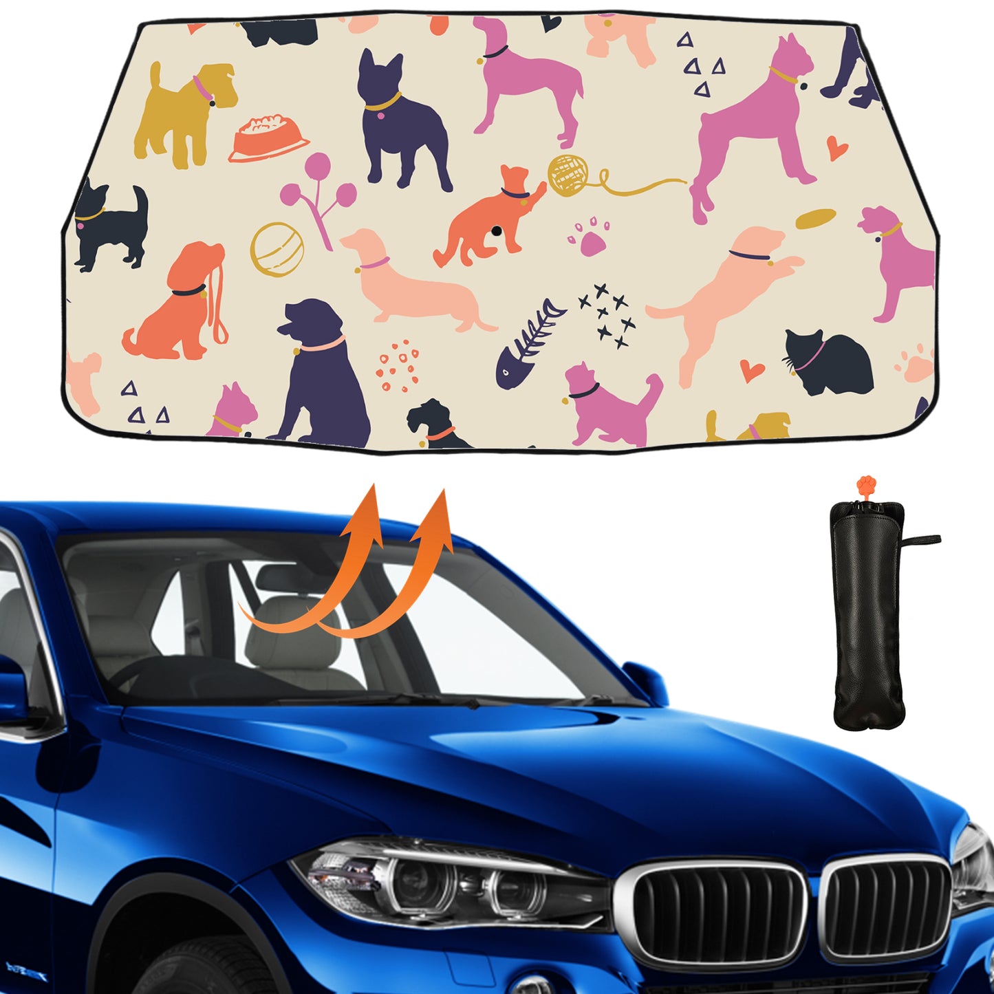 Auto-Sonnenschutz mit Katzen- und Hunde-Print