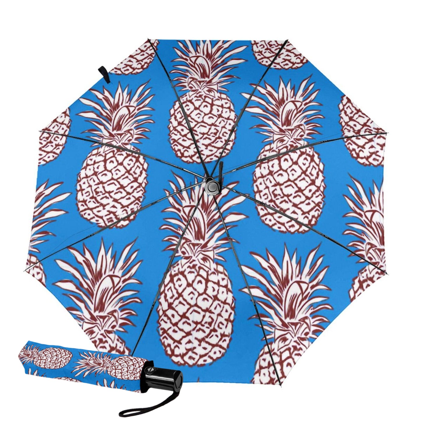 Parapluie de voyage pliable avec motif ananas à l'intérieur