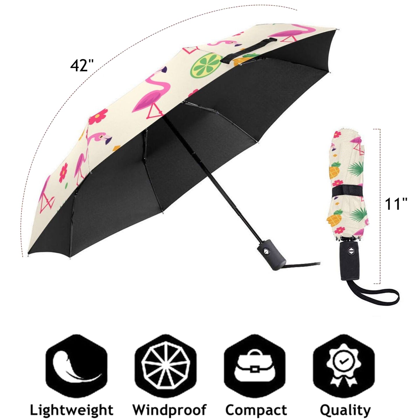 Parapluie compact flamant violet