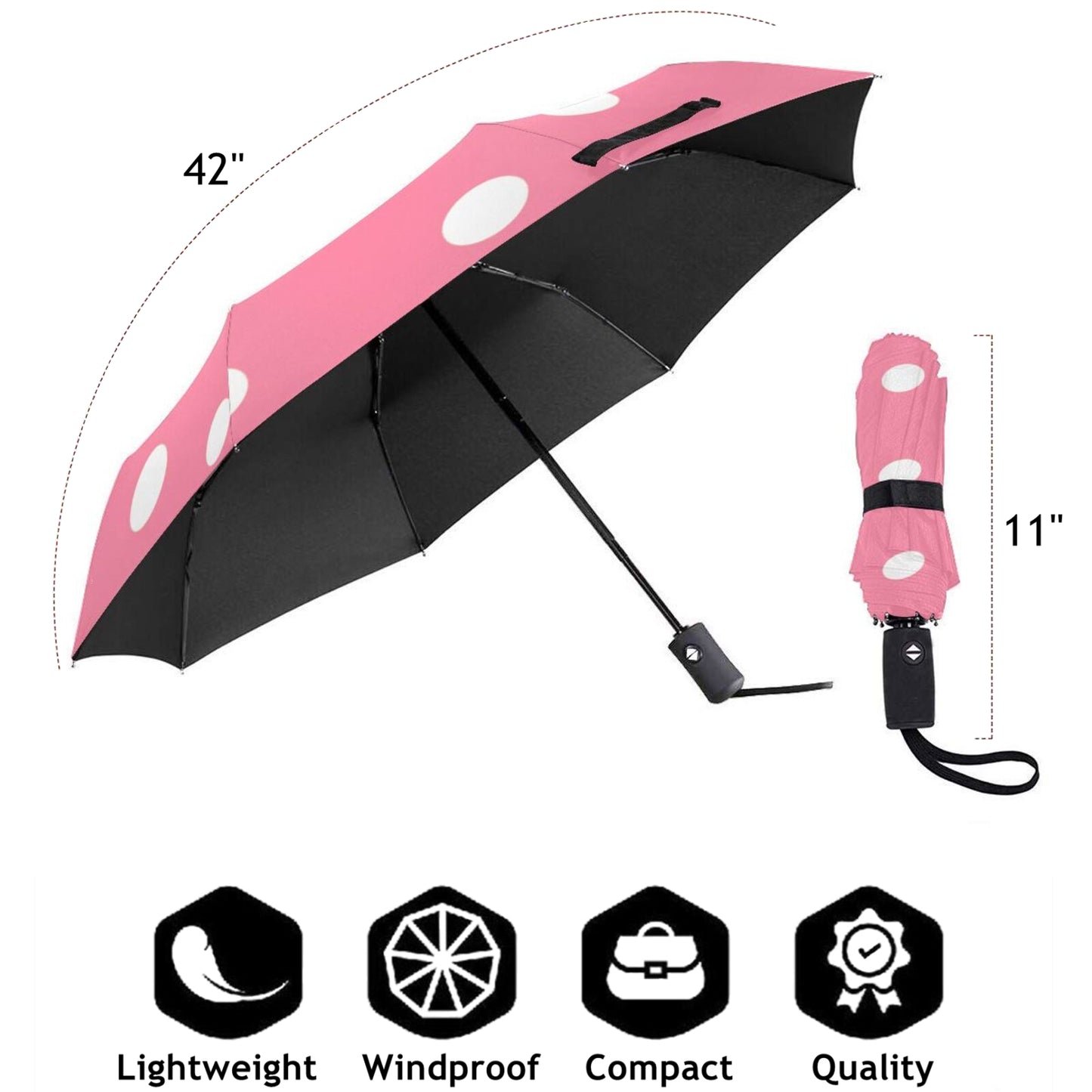 Parapluie de voyage imprimé à pois roses
