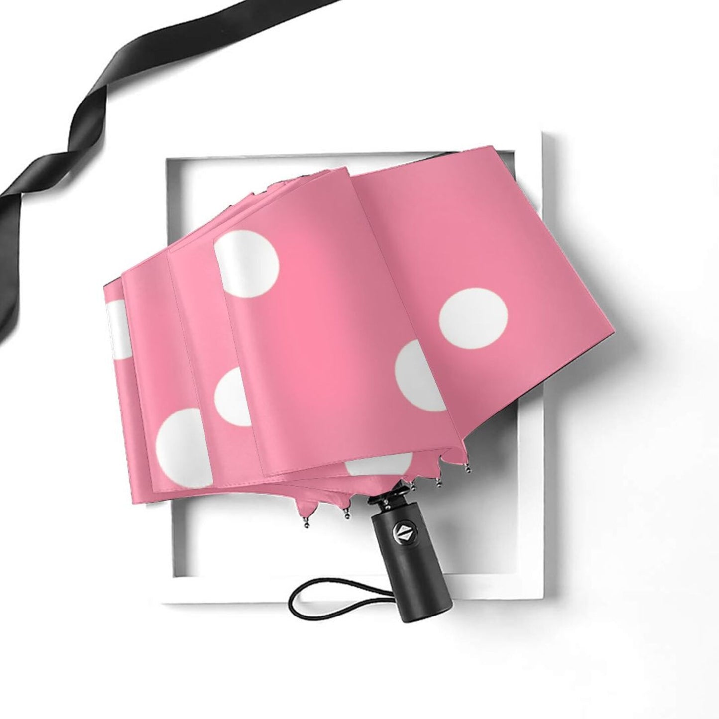 Parapluie de voyage imprimé à pois roses