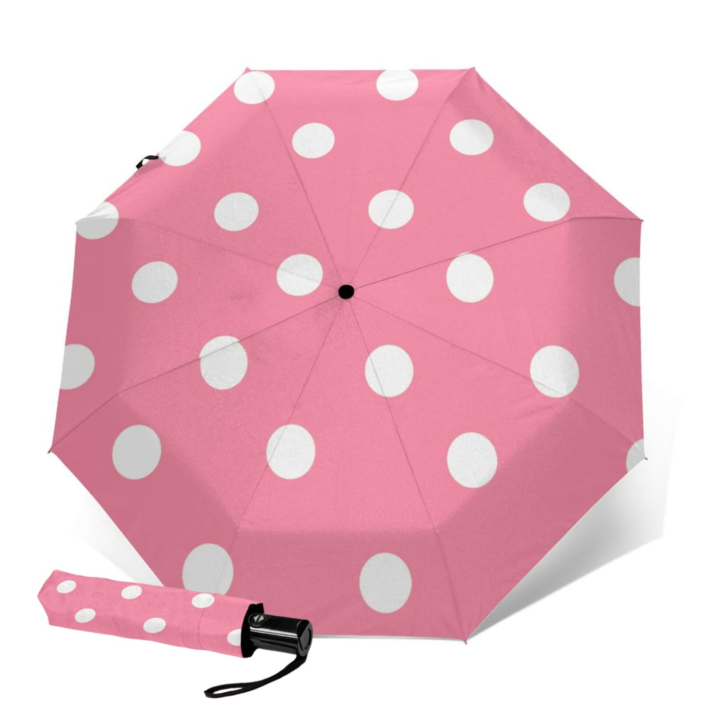 Parapluie de voyage imprimé à pois roses