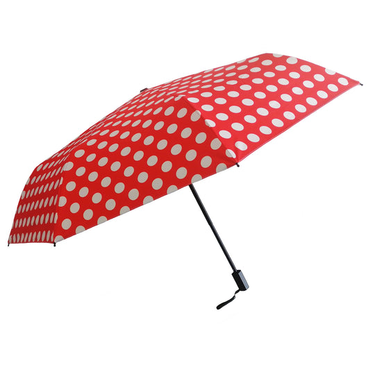 Mini-Regenschirm mit manueller Öffnung und Schließung, mit roten und weißen Punkten