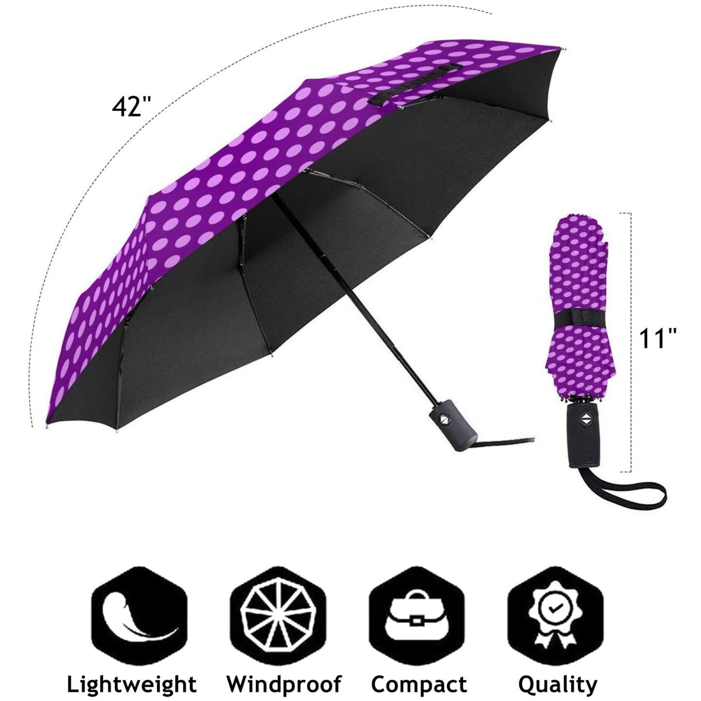 Parapluie pliant à pois violets