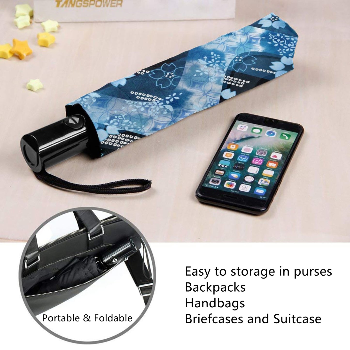 Kleiner Reiseschirm mit Designdruck innen