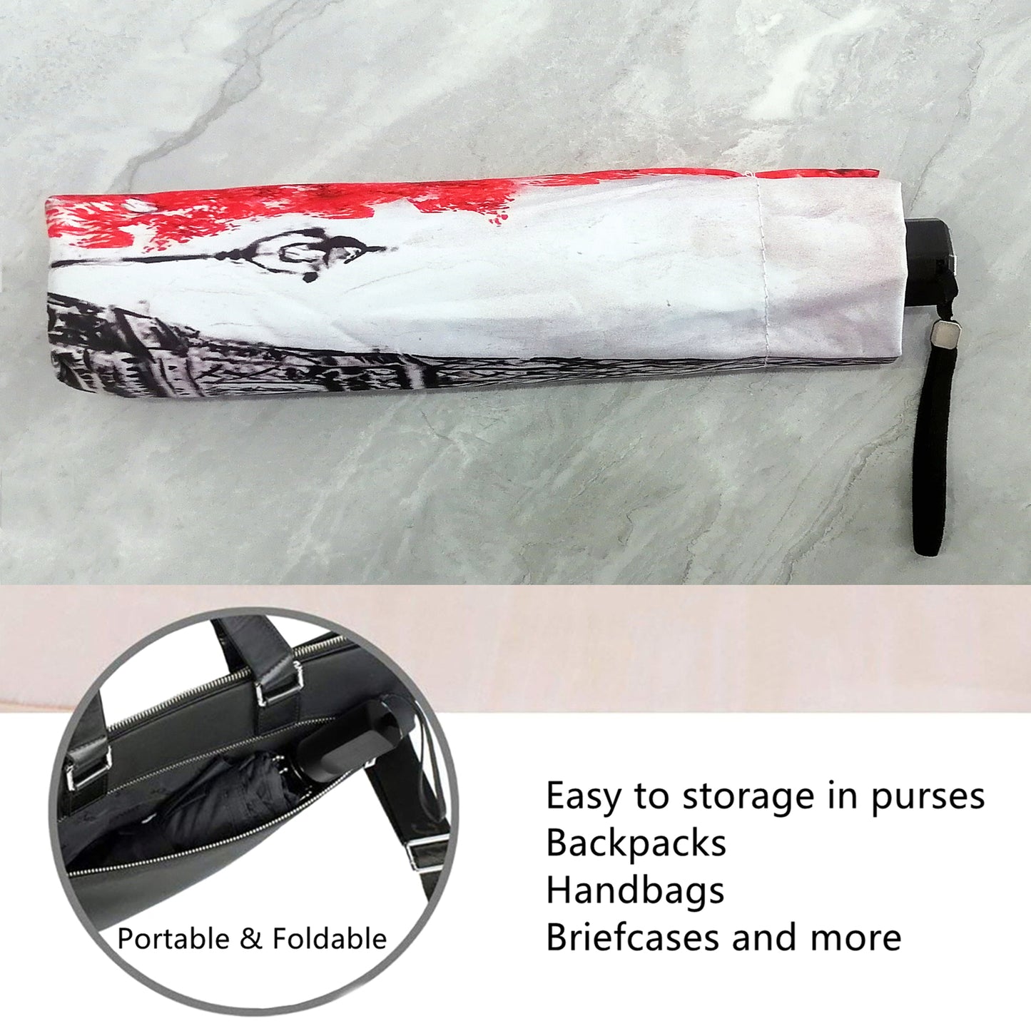 Kompakter Regenschirm mit Eiffelturm-Print