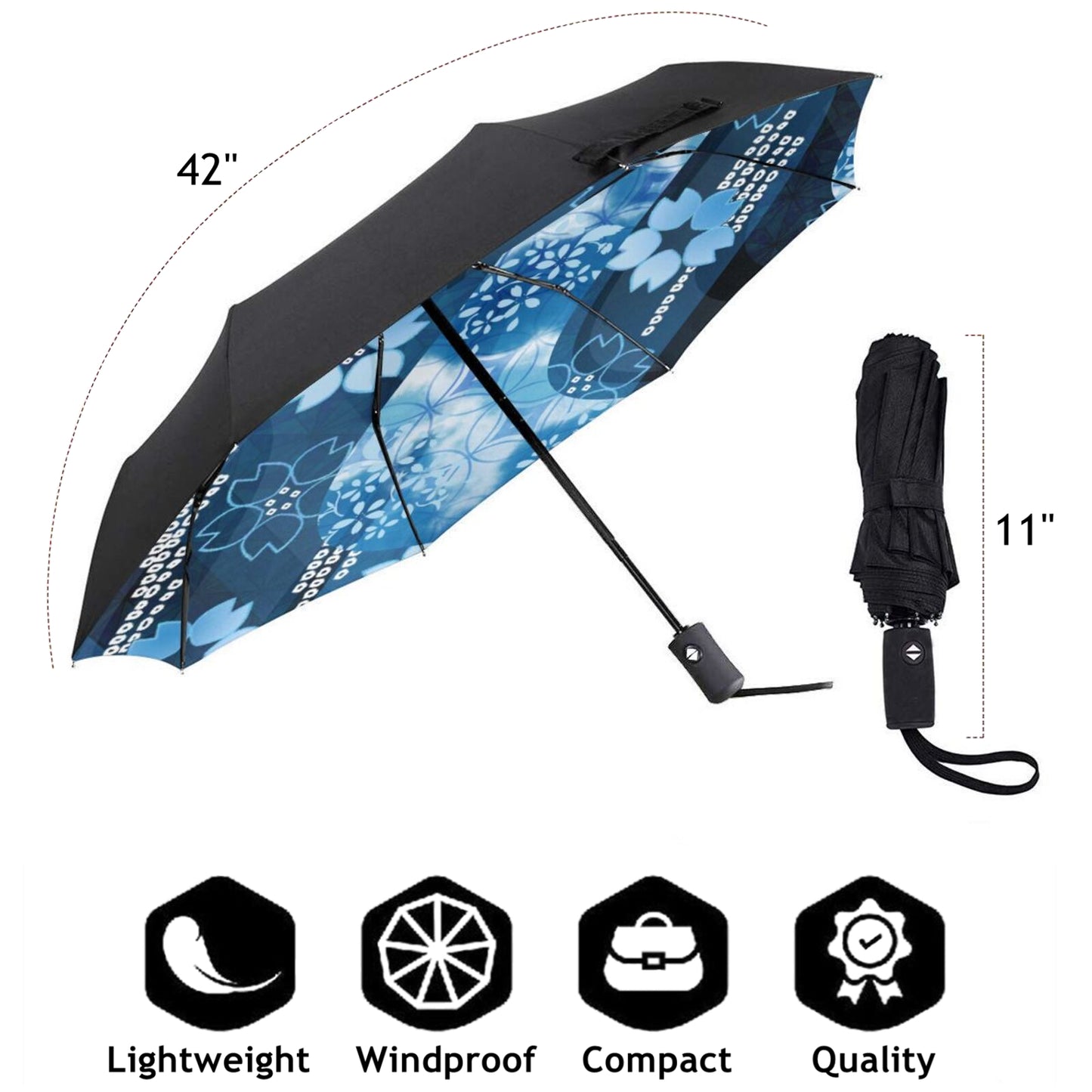 Kleiner Reiseschirm mit Designdruck innen