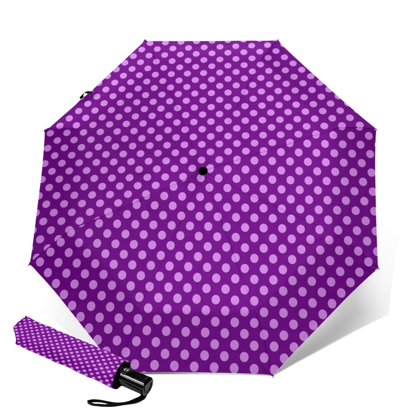 Parapluie pliant à pois violets