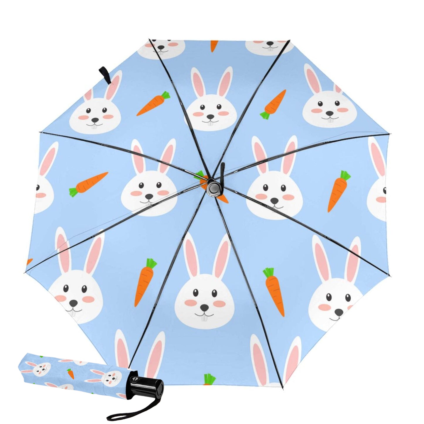 Motif de lapins amusants à l'intérieur d'un petit parapluie compact