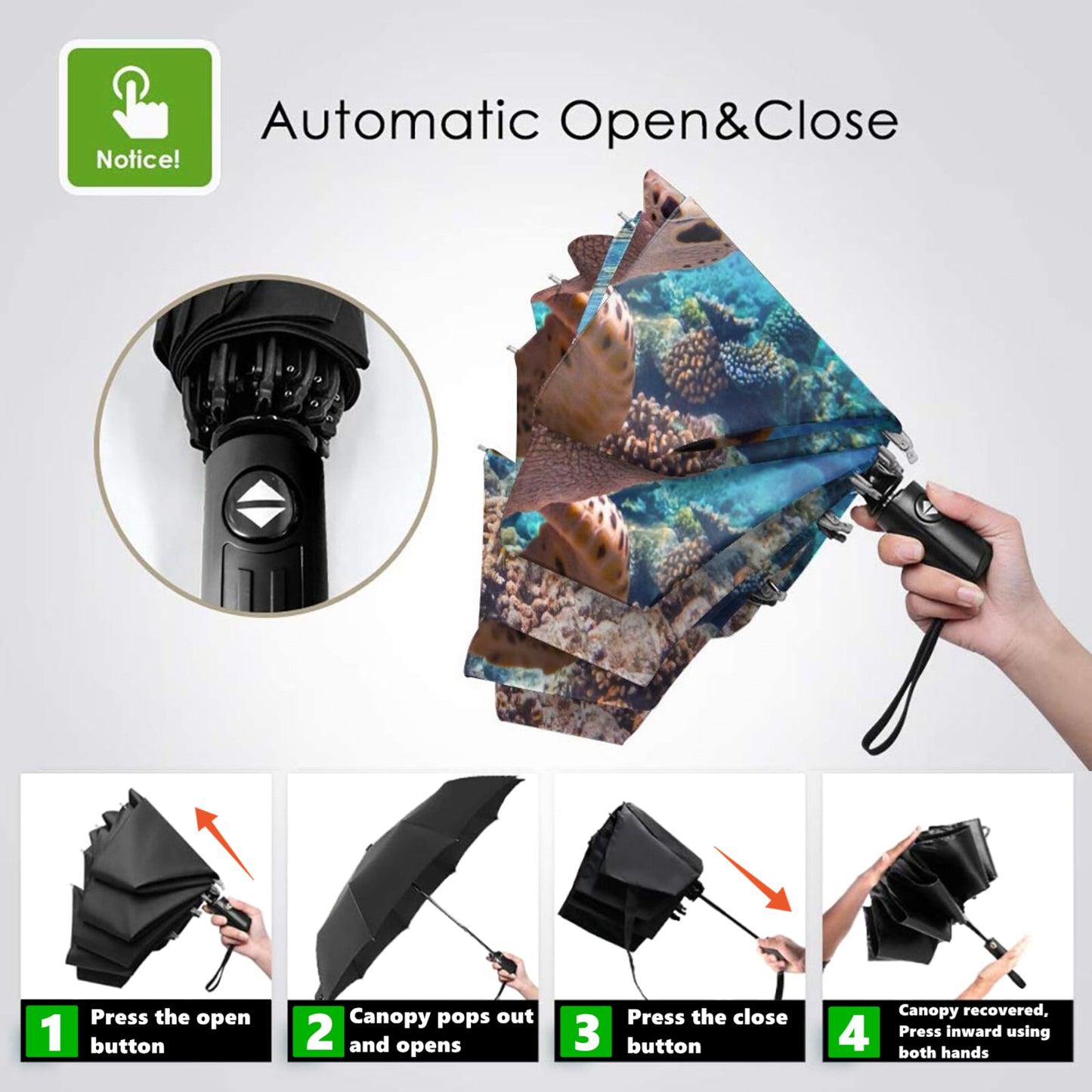 Parapluie pliable compact et amusant en forme de tortue de mer