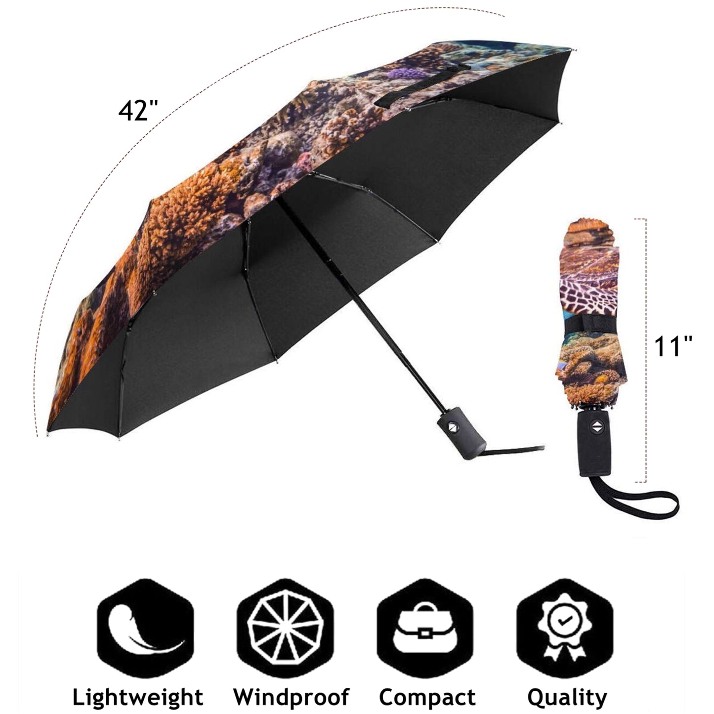 Parapluie pliable compact et amusant en forme de tortue de mer