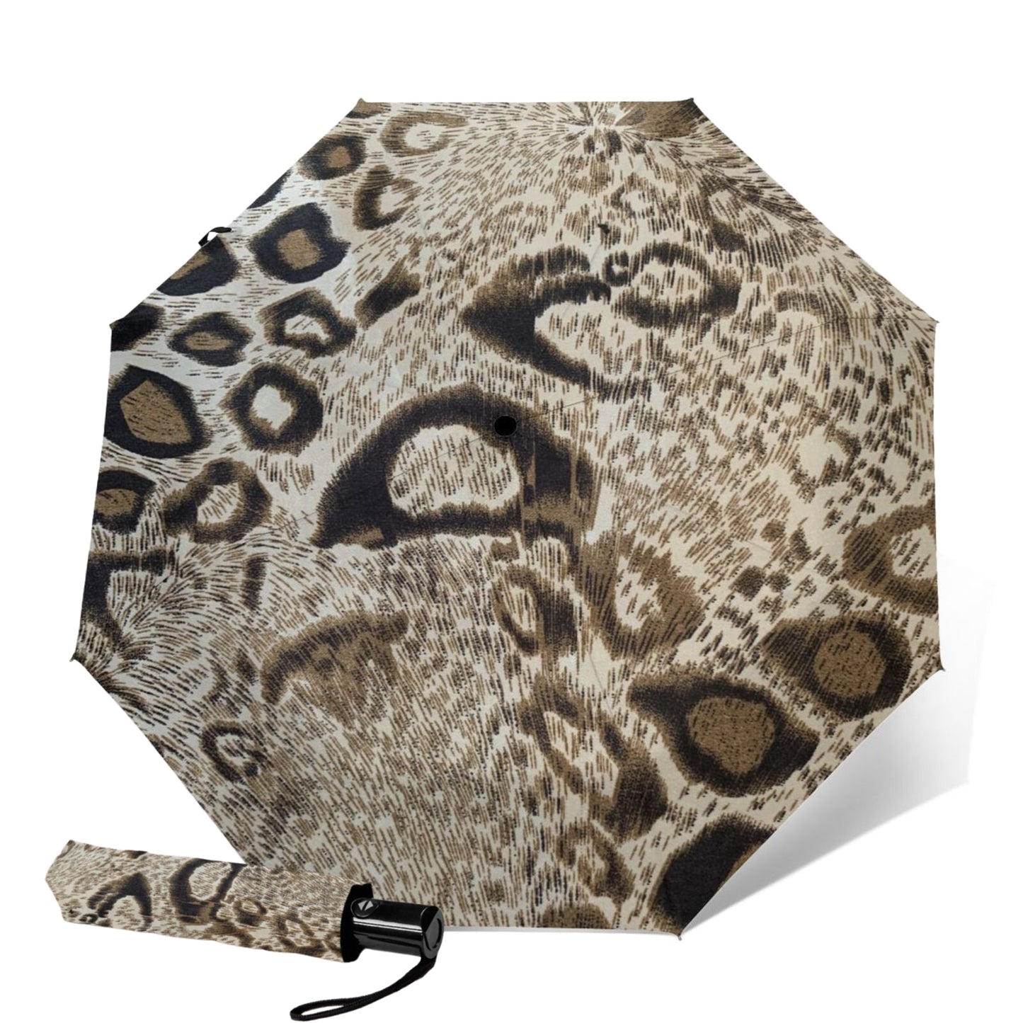 Parapluie pliant léopard argenté
