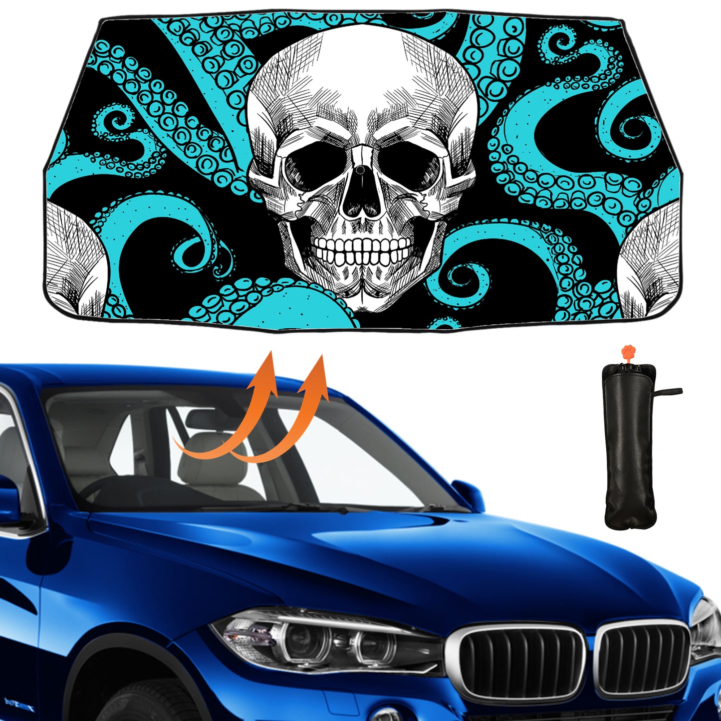 Sonnenschutz für die Windschutzscheibe mit Totenkopf-Motiv