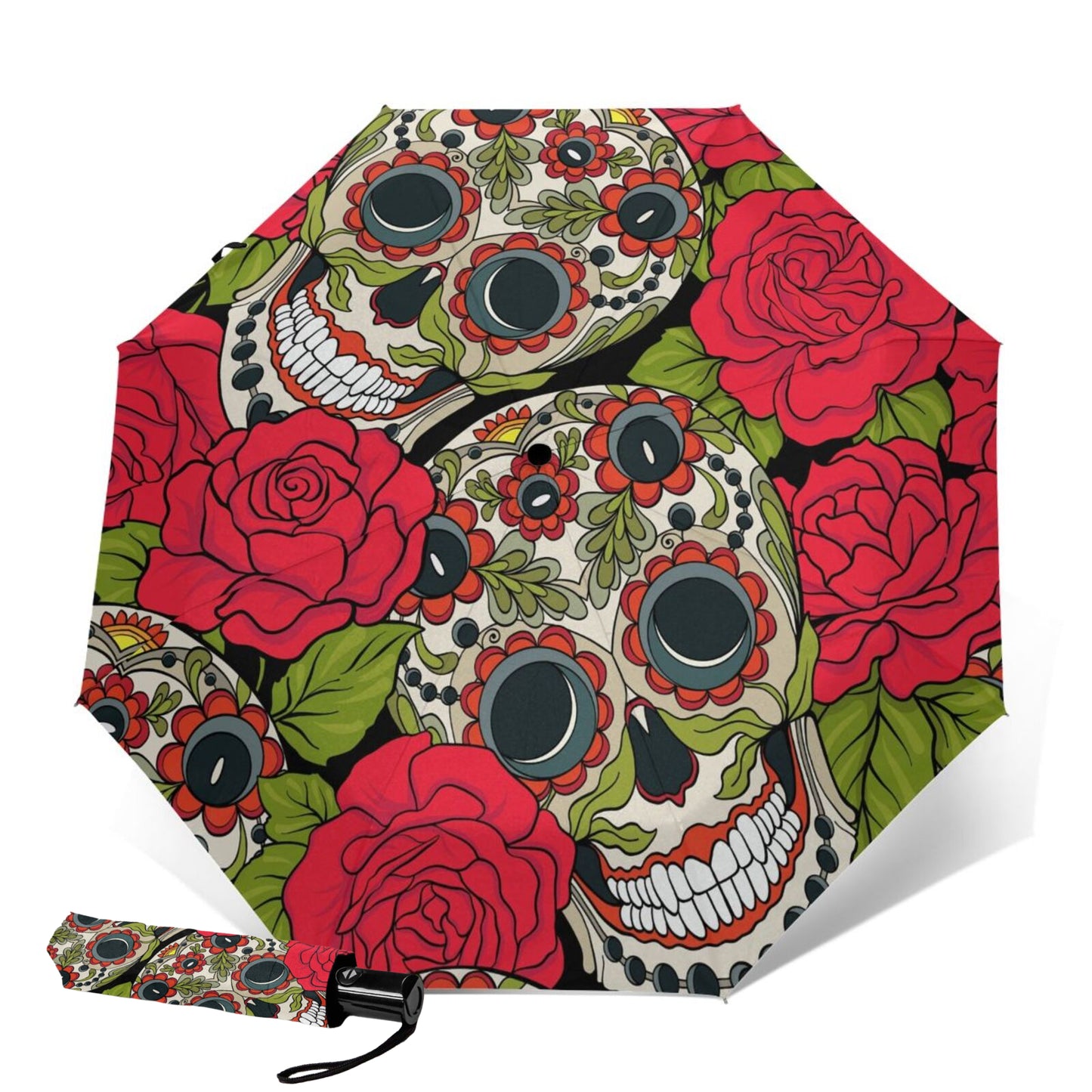 Parapluie pliable à imprimé tête de mort