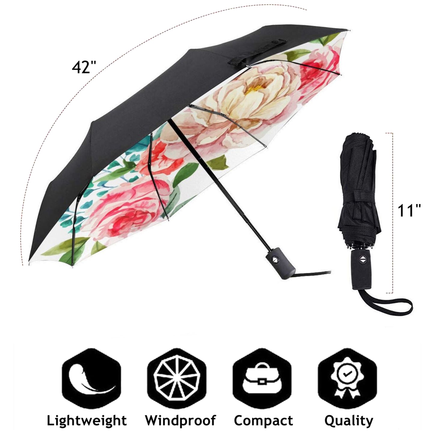 Kleiner Mini-Regenschirm mit Totenkopf-Aufdruck innen