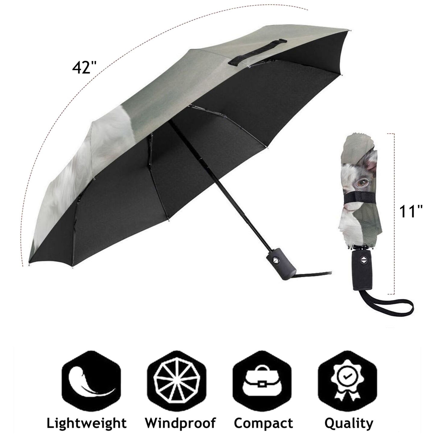 Parapluie pliable imprimé chien adorable
