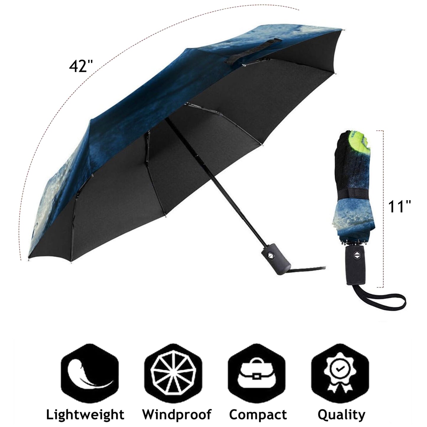 Parapluie compact pliable imprimé flocon de neige