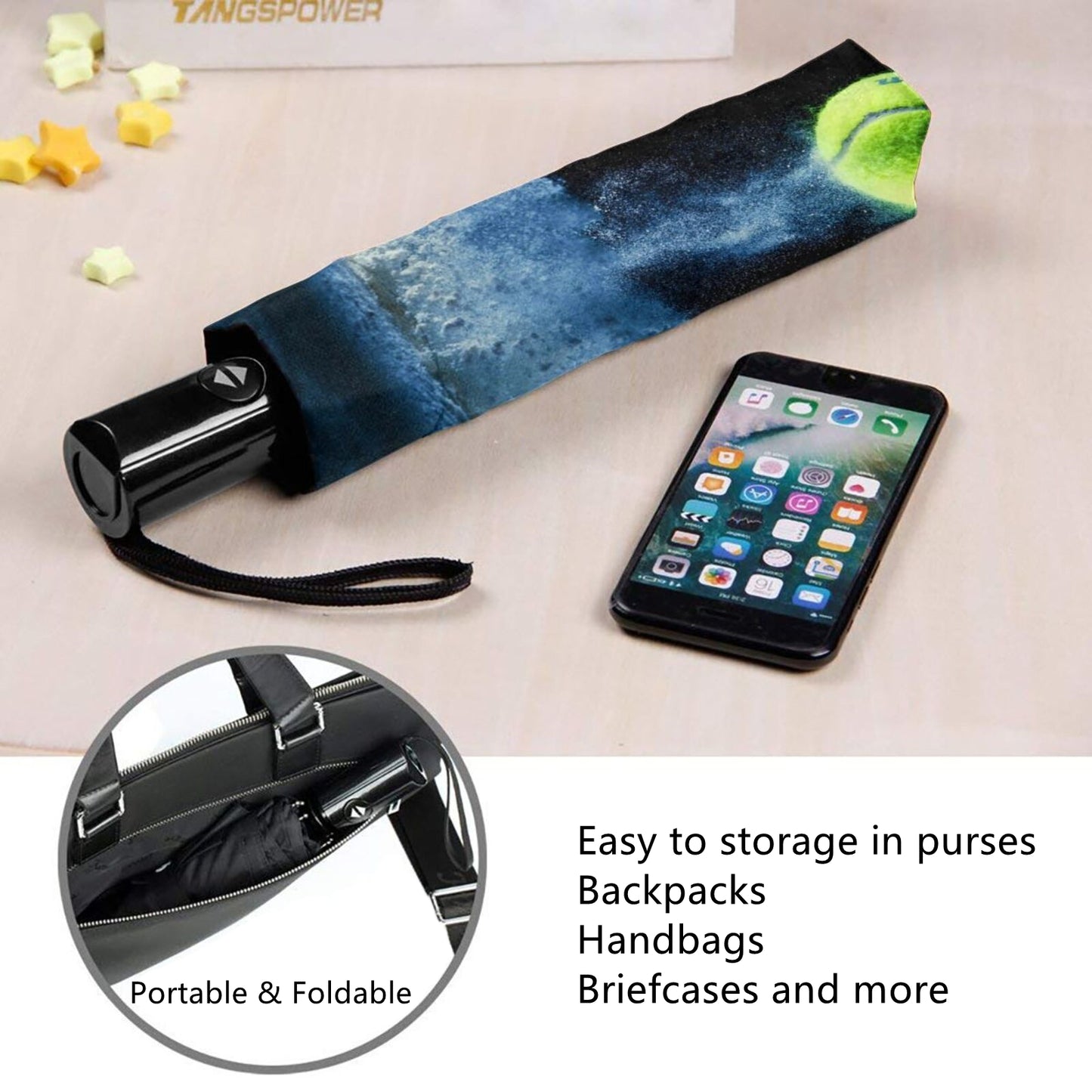 Parapluie compact pliable imprimé flocon de neige