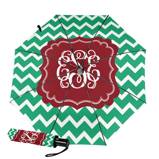 Kompakter faltbarer Regenschirm mit Streifendruck innen