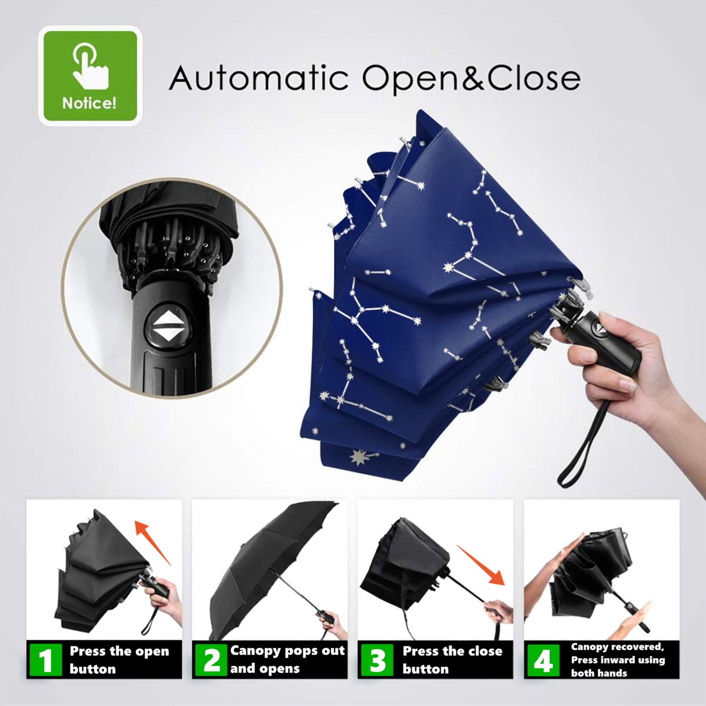 Petit parapluie imprimé motif nuit étoilée