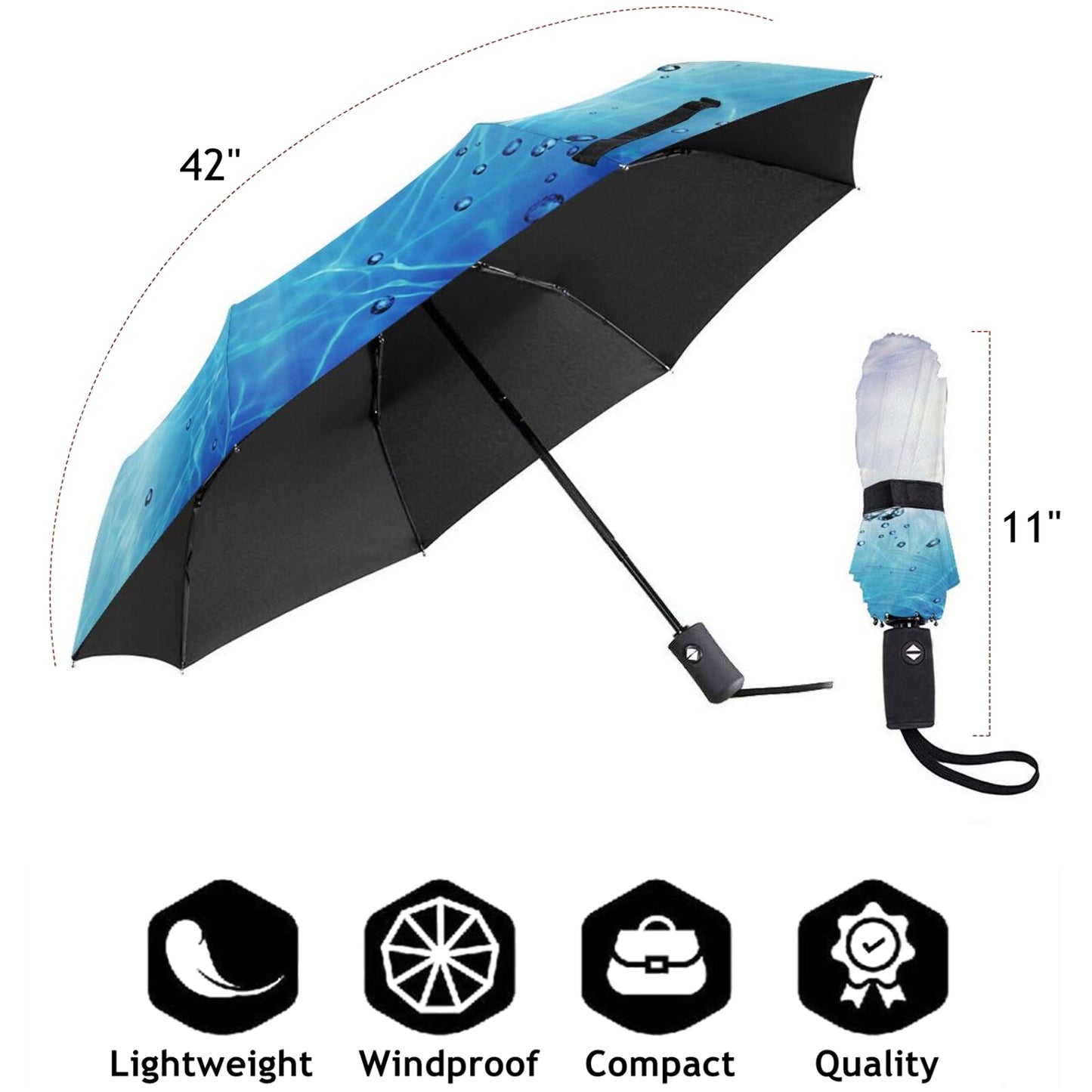 Parapluie compact soleil et gouttes d'eau