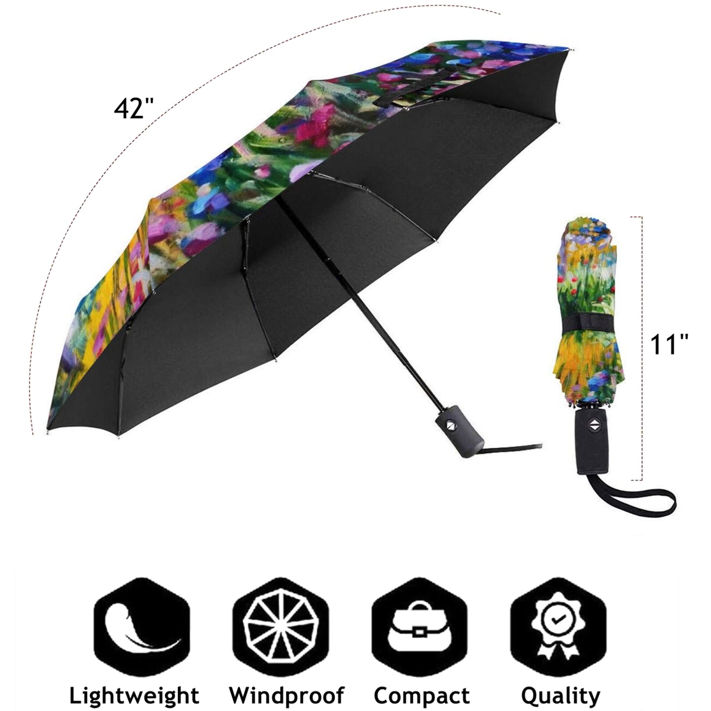 Parapluie pliant floral, peinture à l'huile de Monet