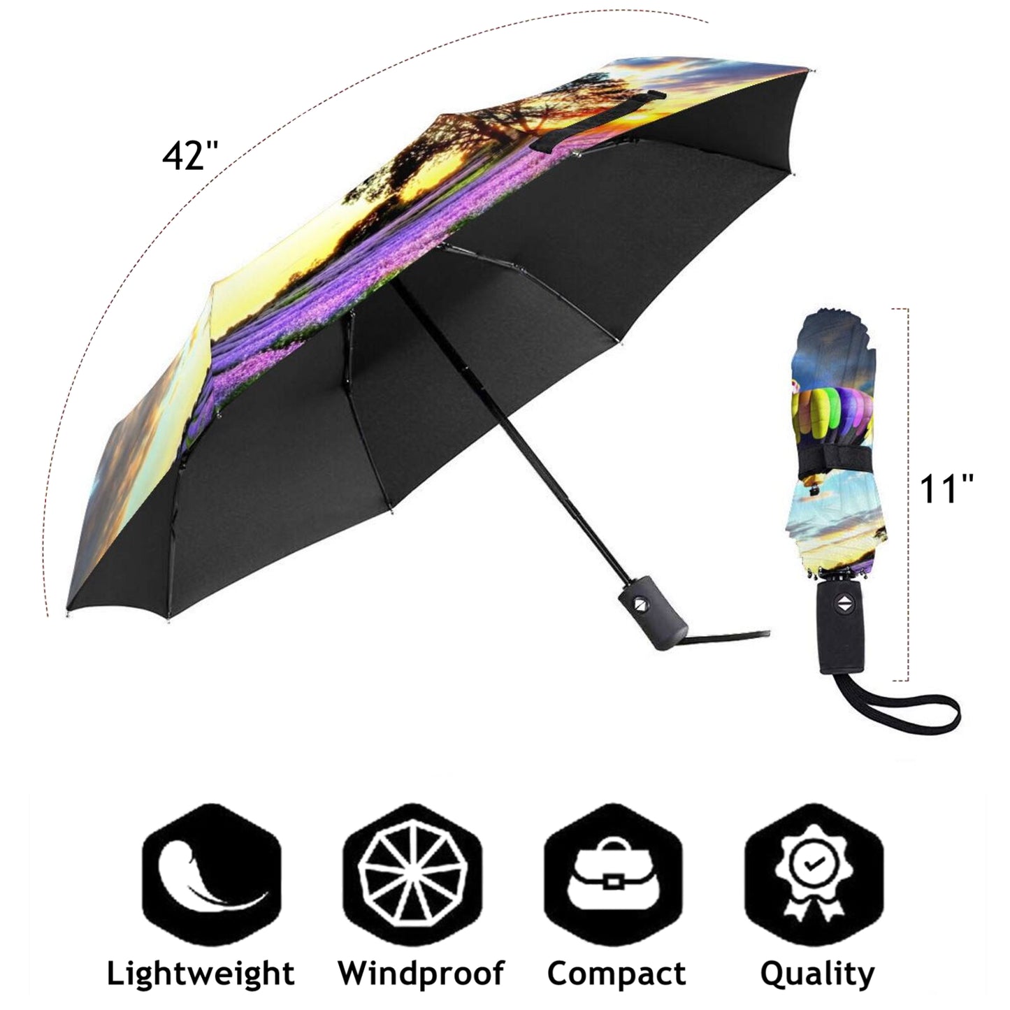 Parapluie pliable à motif montgolfière