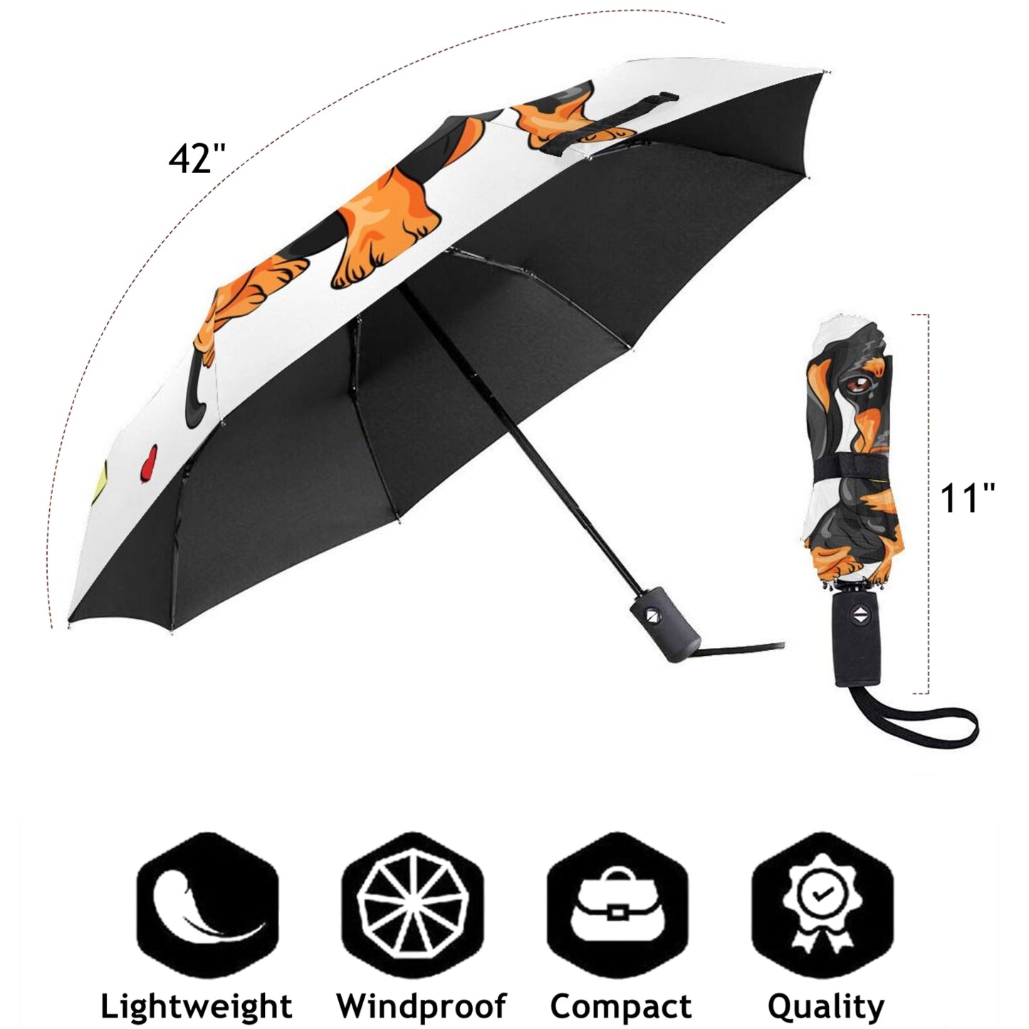 Parapluie de voyage pliable à imprimé chien