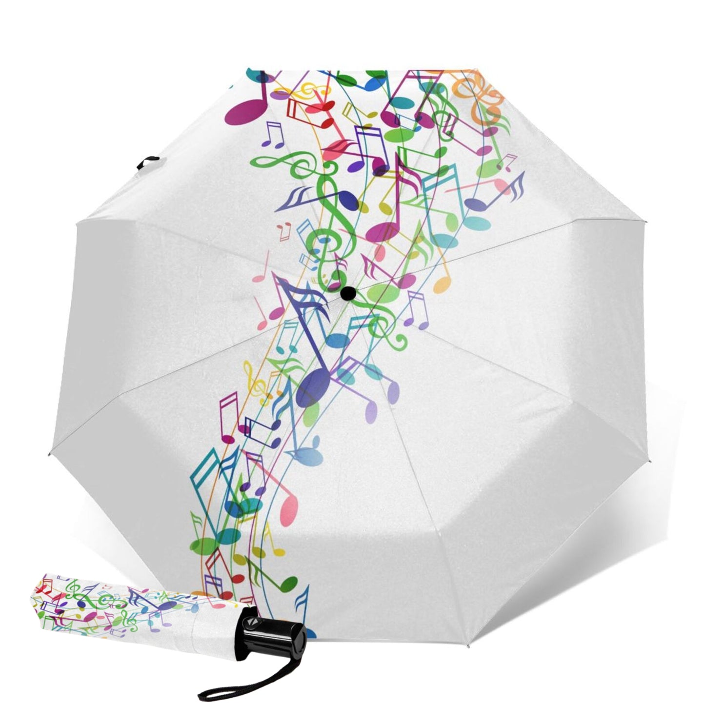 Parapluie compact blanc avec note de musique