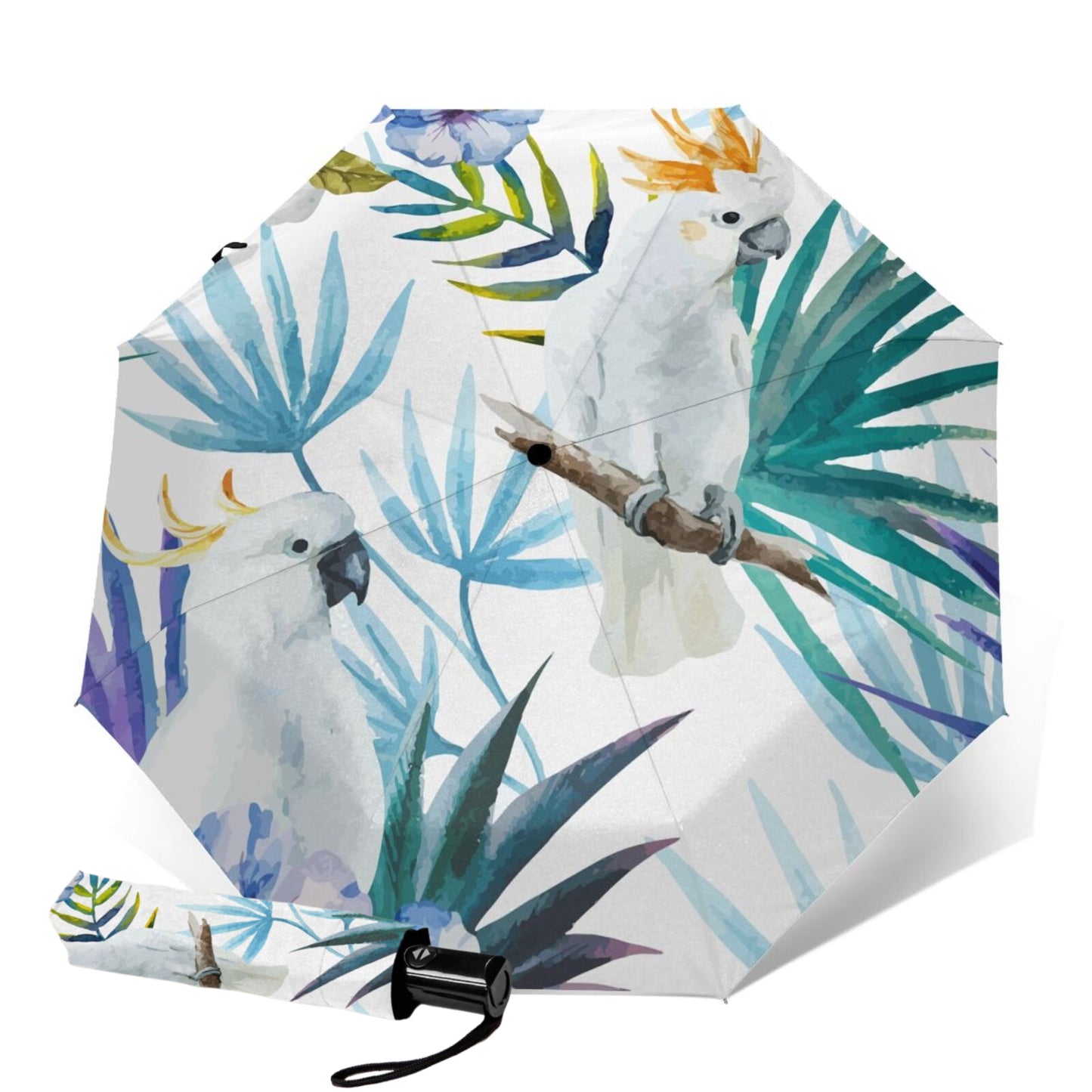 Parapluie pliable perroquet blanc