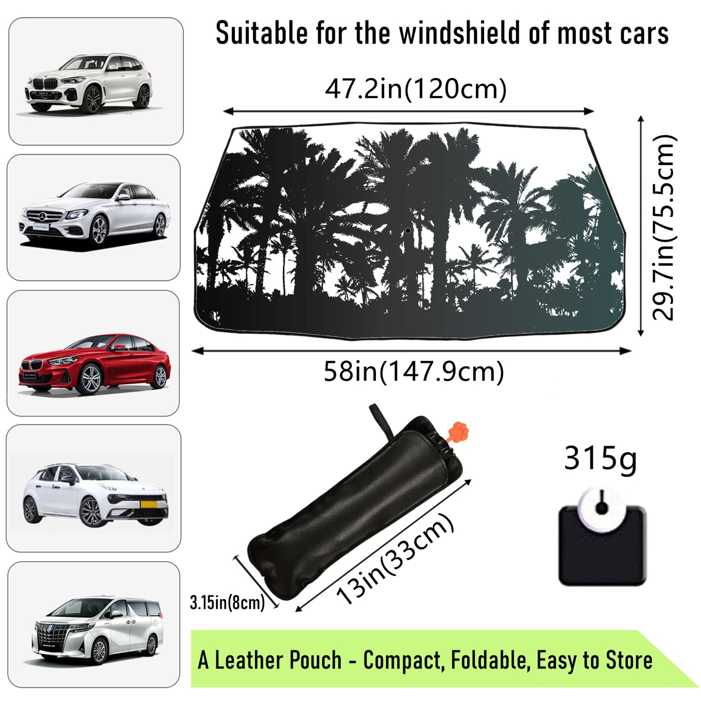 Sonnenschirm fürs Auto mit Palmen-Print