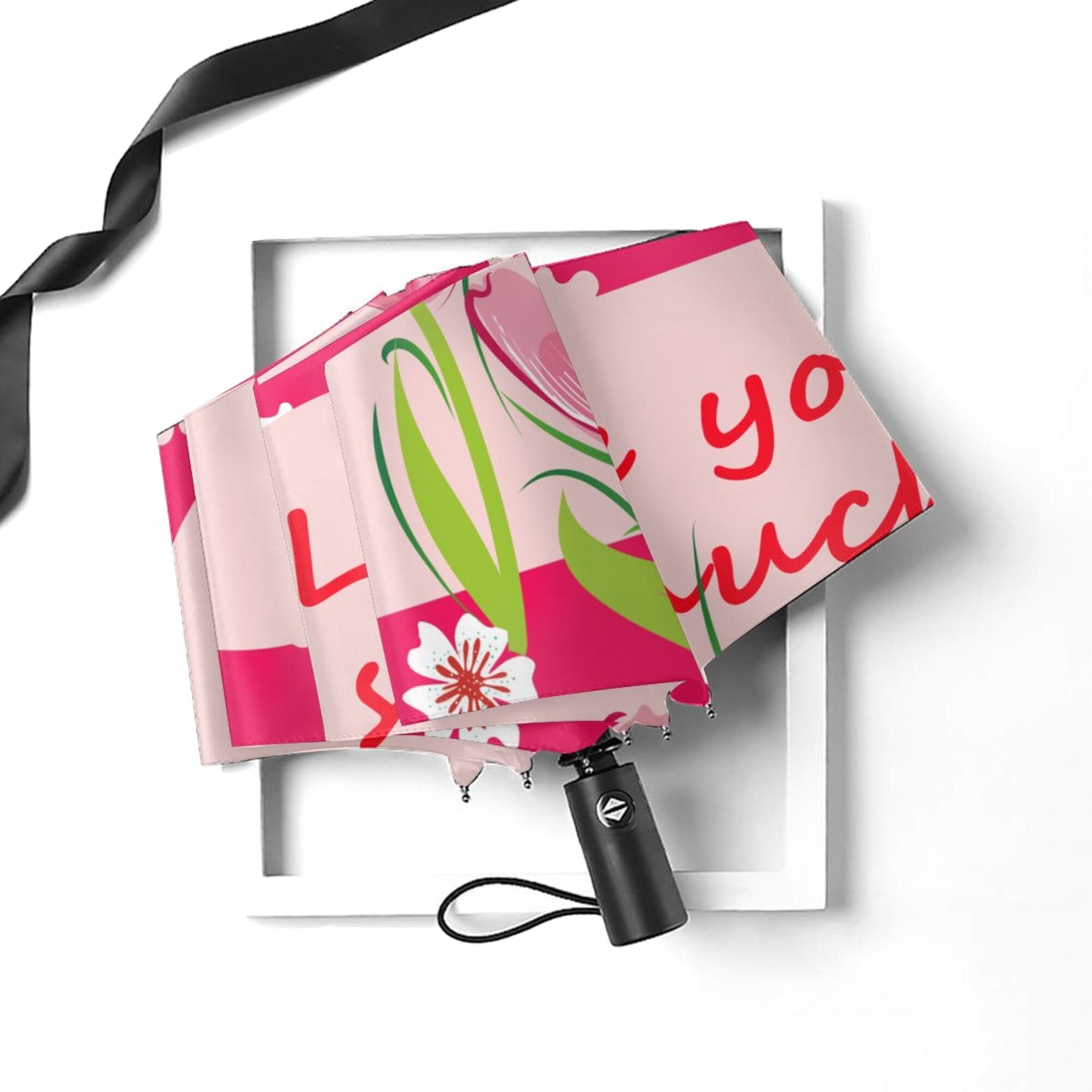 Parapluie pliable avec protection UV et imprimé « Love You So Much »