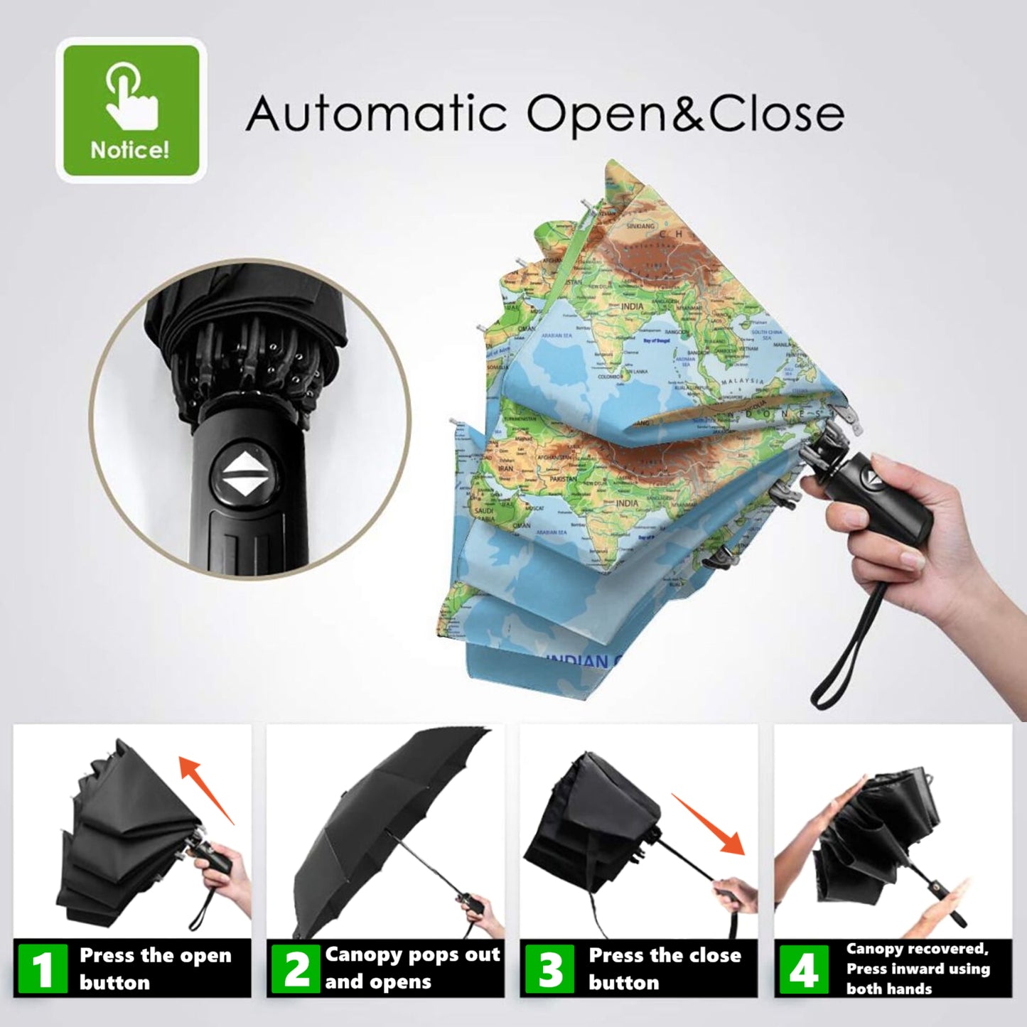 Kleiner, faltbarer Regenschirm mit Kartendruck