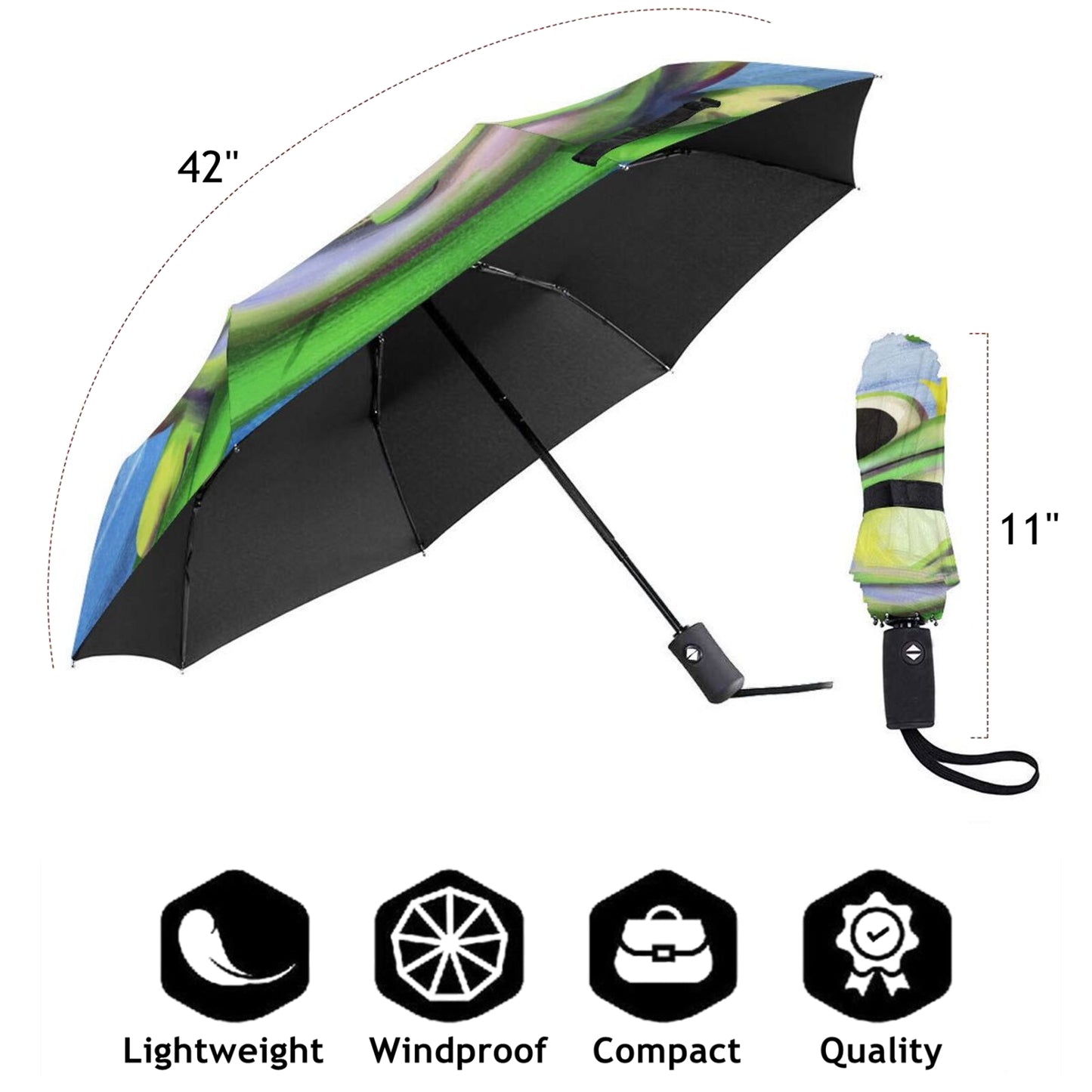 Kleiner Automatik-Regenschirm mit Frosch-Motiv