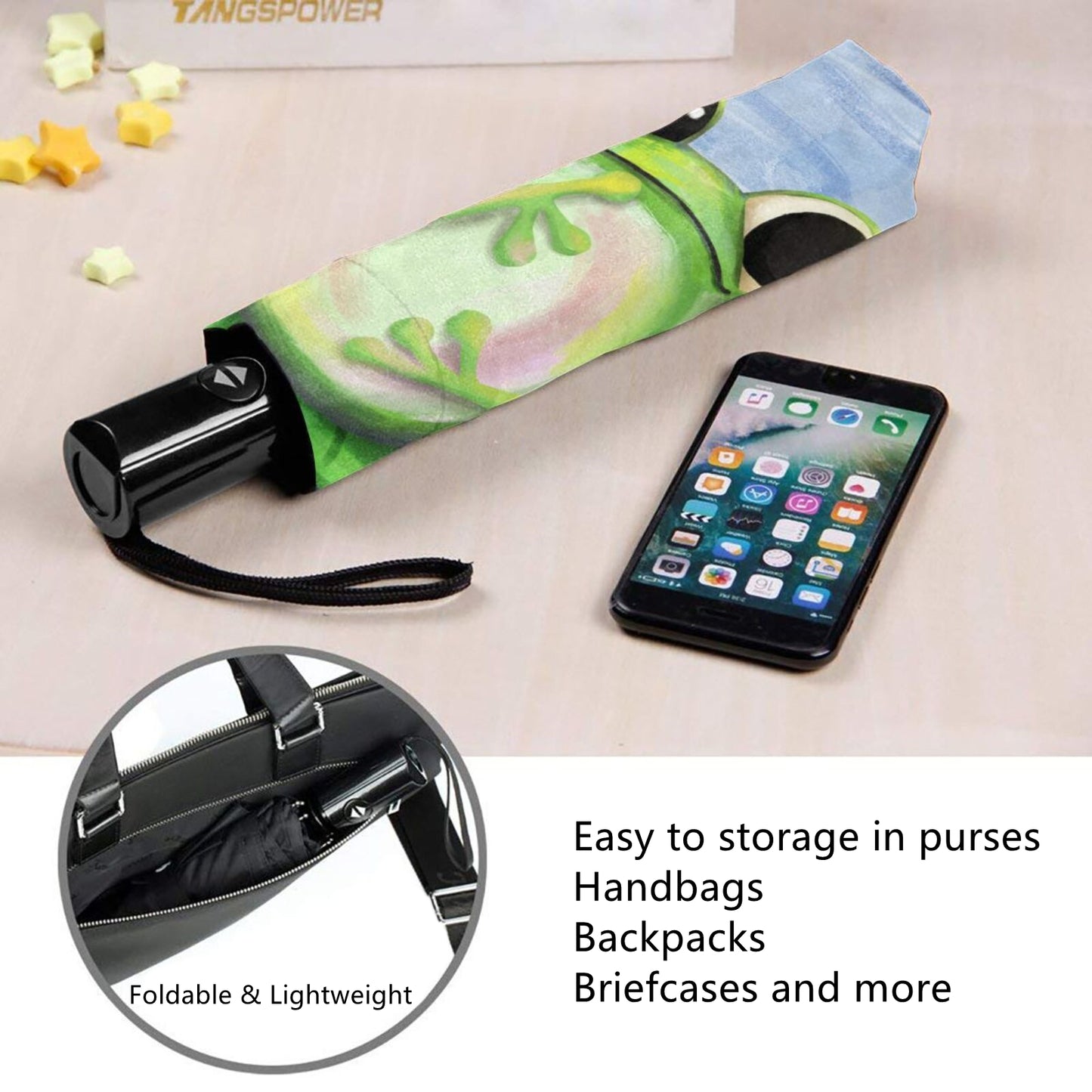 Lustiges Frosch-Design im kleinen automatischen Regenschirm